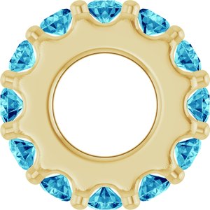 18K Yellow Gold-Plated Sterling Silver Natural Blue Zircon Spacer Charm/Pendant – image 3