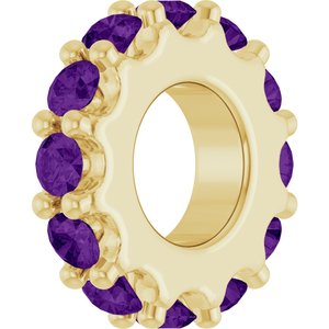 18K Yellow Gold-Plated Sterling Silver Natural Amethyst Spacer Charm/Pendant – image 2