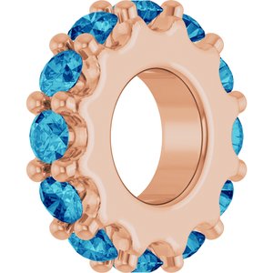 14K Rose Gold Natural Blue Zircon Spacer Charm/Pendant – image 2