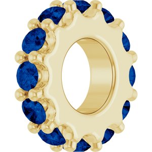 18K Yellow Gold-Plated Sterling Silver Lab-Grown Blue Sapphire Spacer Charm/Pendant – image 2