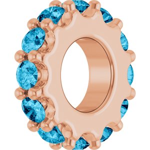14K Rose Gold Natural Aquamarine Spacer Charm/Pendant – image 2