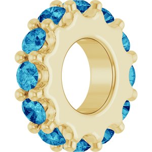 14K Yellow Gold Natural Blue Zircon Spacer Charm/Pendant – image 2