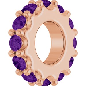 14K Rose Gold Natural Amethyst Spacer Charm/Pendant