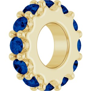 14K Yellow Gold Lab-Grown Blue Sapphire Spacer Charm/Pendant – image 2