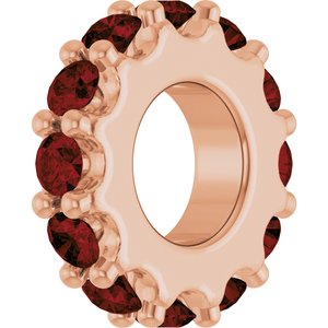 14K Rose Gold Natural Mozambique Garnet Spacer Charm/Pendant
