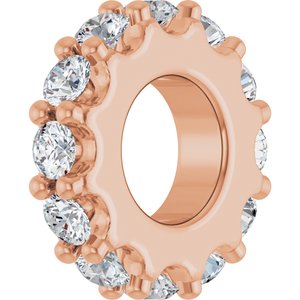 14K Rose Gold 2 mm Round Accented Spacer Charm/Pendant Mounting – image 3