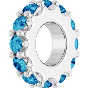 Platinum Natural Blue Zircon Spacer Charm/Pendant – image 2