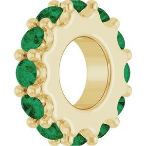 14K Yellow Gold Natural Emerald Spacer Charm/Pendant – image 2