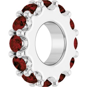 14K White Gold Natural Mozambique Garnet Spacer Charm/Pendant – image 2