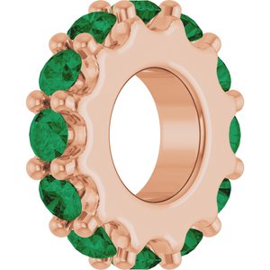 14K Rose Gold Lab-Grown Emerald Spacer Charm/Pendant – image 2
