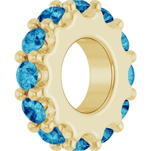 18K Yellow Gold-Plated Sterling Silver Natural Blue Zircon Spacer Charm/Pendant – image 2