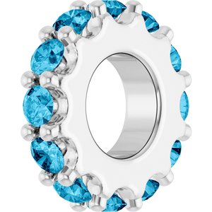 Platinum Natural Aquamarine Spacer Charm/Pendant – image 2