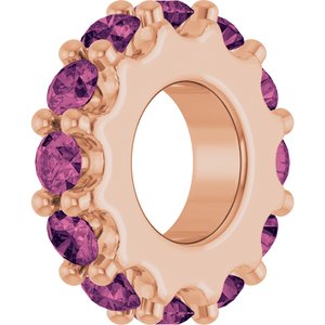 14K Rose Gold Natural Pink Tourmaline Spacer Charm/Pendant – image 2