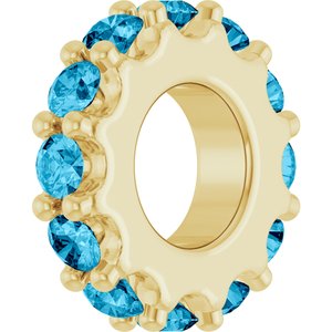 18K Yellow Gold-Plated Sterling Silver Natural Aquamarine Spacer Charm/Pendant – image 2