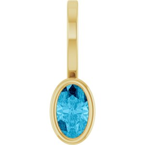 14K Yellow Gold Natural Aquamarine Solitaire Charm/Pendant