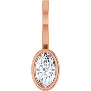 14K Rose Gold Natural White Sapphire Solitaire Charm/Pendant