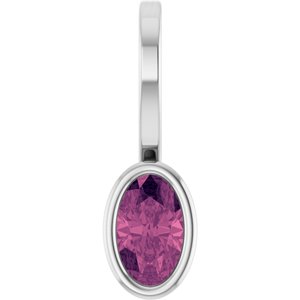 Sterling Silver Natural Pink Tourmaline Solitaire Charm/Pendant