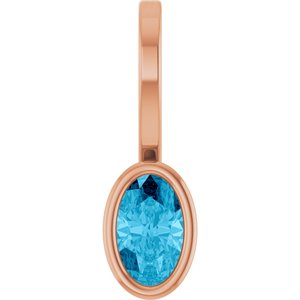 14K Rose Gold Natural Aquamarine Solitaire Charm/Pendant