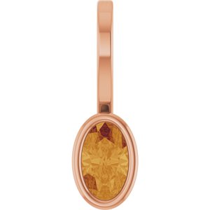 14K Rose Gold Natural Citrine Solitaire Charm/Pendant
