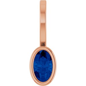 14K Rose Gold Natural Blue Sapphire Solitaire Charm/Pendant