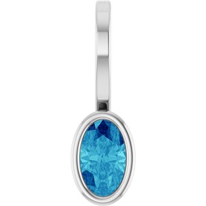Platinum Natural Blue Zircon Solitaire Charm/Pendant