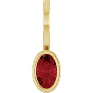 14K Yellow Gold Lab-Grown Ruby Solitaire Charm/Pendant