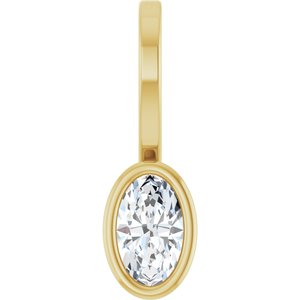 14K Yellow Gold 1/4 CT Natural Diamond Solitaire Charm/Pendant