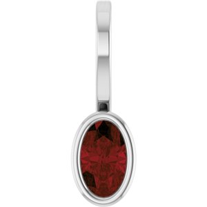 Sterling Silver Natural Mozambique Garnet Solitaire Charm/Pendant