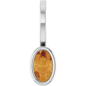 Platinum Natural Citrine Solitaire Charm/Pendant