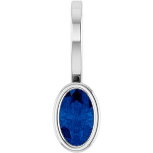 14K White Gold Lab-Grown Blue Sapphire Solitaire Charm/Pendant
