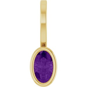 14K Yellow Gold Natural Amethyst Solitaire Charm/Pendant