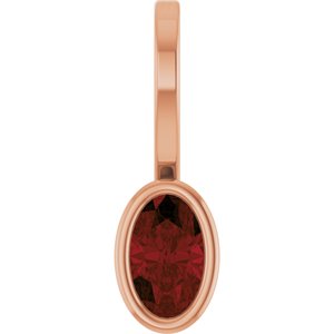 14K Rose Gold Natural Mozambique Garnet Solitaire Charm/Pendant