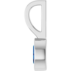 14K White Gold Lab-Grown Blue Sapphire Solitaire Charm/Pendant – image 3