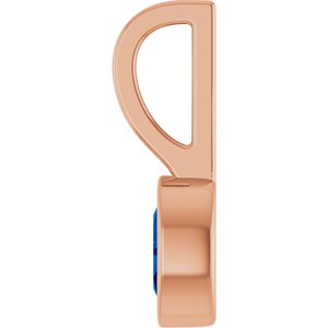 14K Rose Gold Lab-Grown Blue Sapphire Solitaire Charm/Pendant – image 3