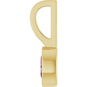 14K Yellow Gold Natural Pink Tourmaline Solitaire Charm/Pendant – image 3