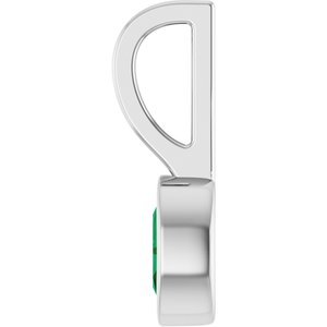 14K White Gold Natural Emerald Solitaire Charm/Pendant – image 3