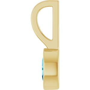 14K Yellow Gold Natural Aquamarine Solitaire Charm/Pendant – image 3