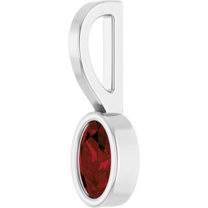 14K White Gold Natural Mozambique Garnet Solitaire Charm/Pendant – image 2