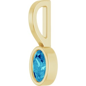14K Yellow Gold Natural Blue Zircon Solitaire Charm/Pendant – image 2