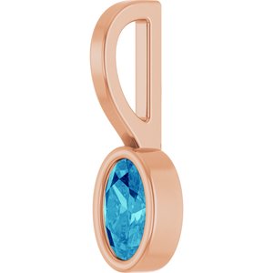 14K Rose Gold Natural Blue Zircon Solitaire Charm/Pendant