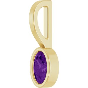 14K Yellow Gold Natural Amethyst Solitaire Charm/Pendant – image 2