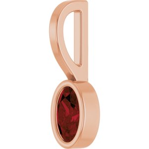 14K Rose Gold Natural Mozambique Garnet Solitaire Charm/Pendant