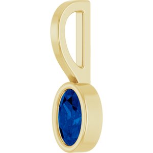 14K Yellow Gold Lab-Grown Blue Sapphire Solitaire Charm/Pendant – image 2