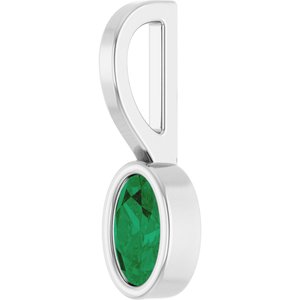 Platinum Lab-Grown Emerald Solitaire Charm/Pendant – image 2