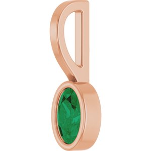 14K Rose Gold Lab-Grown Emerald Solitaire Charm/Pendant – image 2