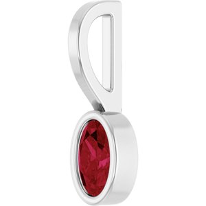 Platinum Lab-Grown Ruby Solitaire Charm/Pendant – image 2
