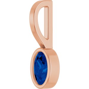 14K Rose Gold Lab-Grown Blue Sapphire Solitaire Charm/Pendant – image 2