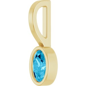 14K Yellow Gold Natural Aquamarine Solitaire Charm/Pendant