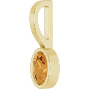14K Yellow Gold Natural Citrine Solitaire Charm/Pendant