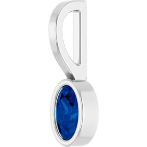 Sterling Silver Lab-Grown Blue Sapphire Solitaire Charm/Pendant – image 2